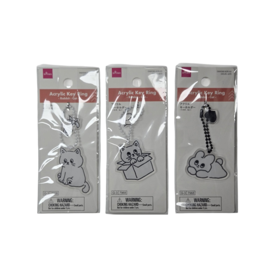 Acrylic Key Ring Rabbit/Cat