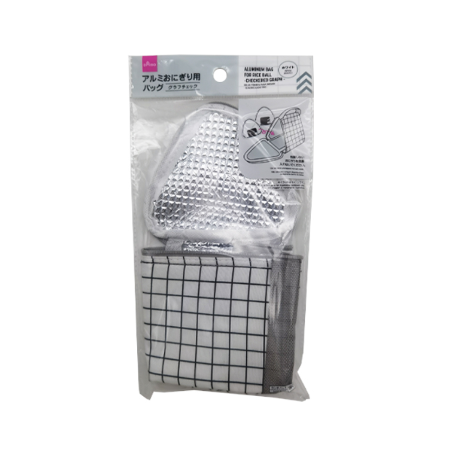 Aluminum Bag for Rice Ball Checkered Graph White