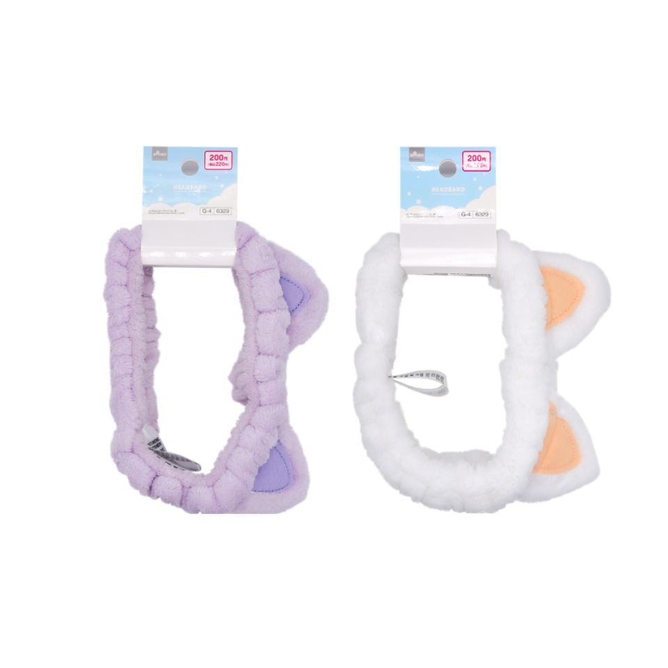 Cat Ears Fluffy Hair Band White/Purple
