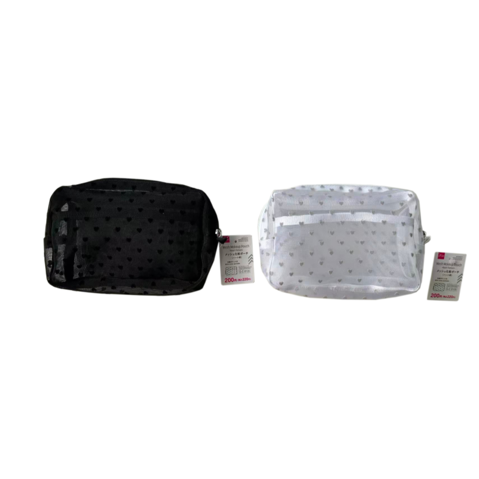 Mesh Makeup Pouch Heart Pattern