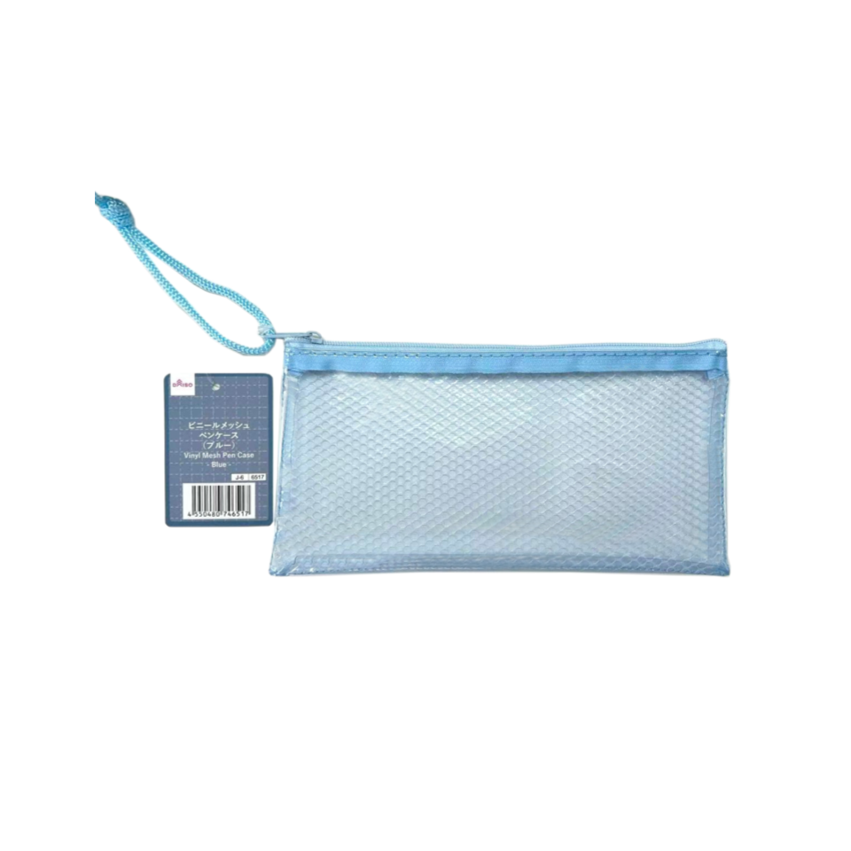 Vinyl Mesh Pen Case Blue