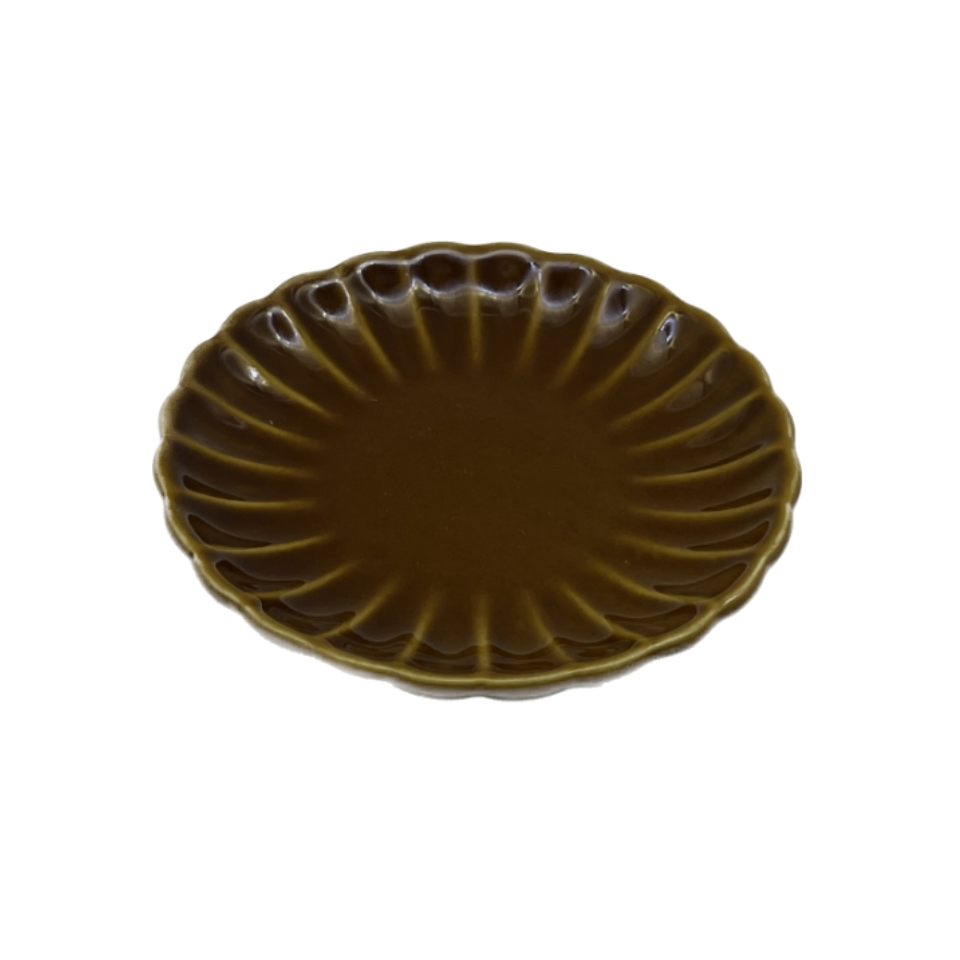 Plate Chrysanthemum 3.93in Brown