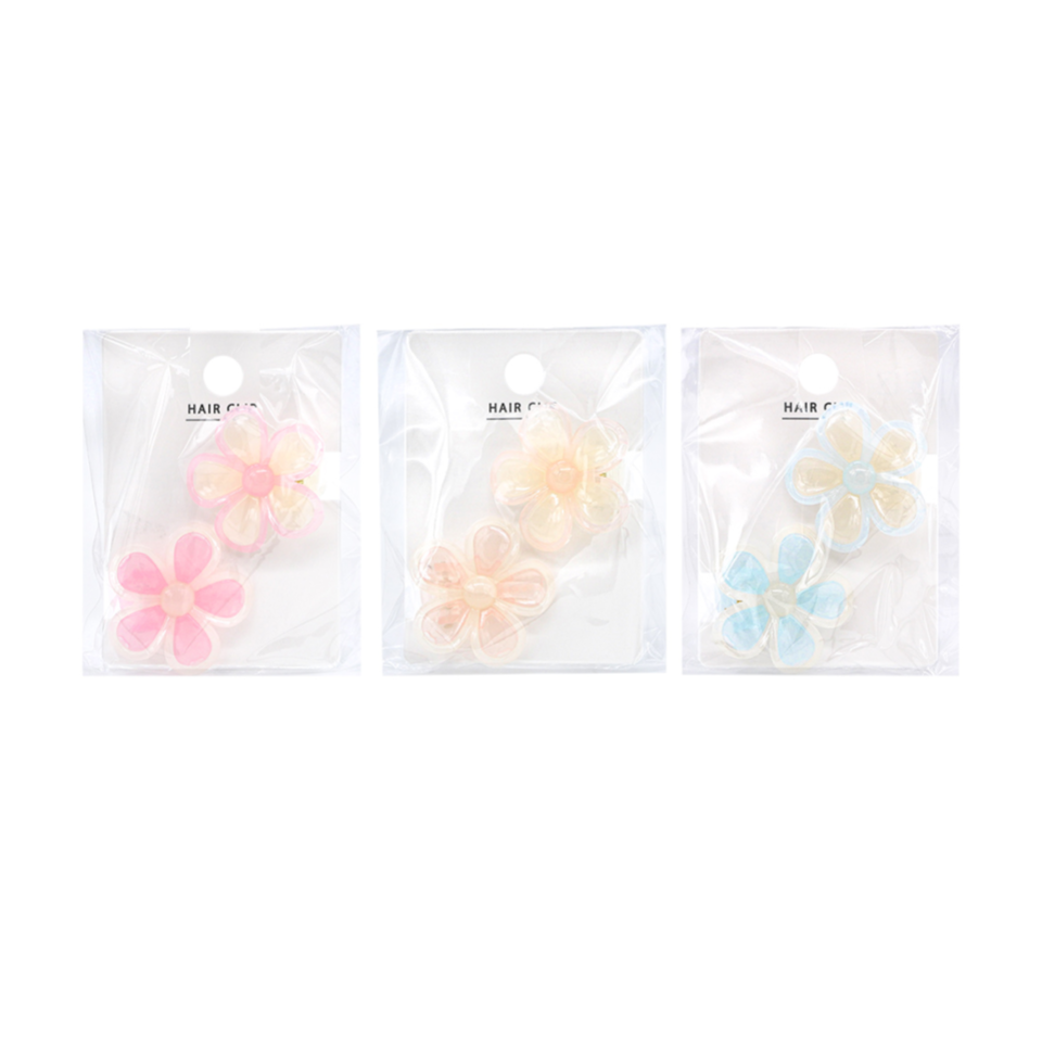 Hair Clip Set Bicolor Flower Pastel
