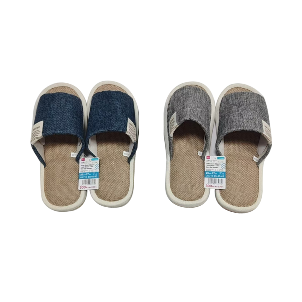 Outer Seam Slippers Jute Blend Color Non-Slip Bottom 25cm-27cm