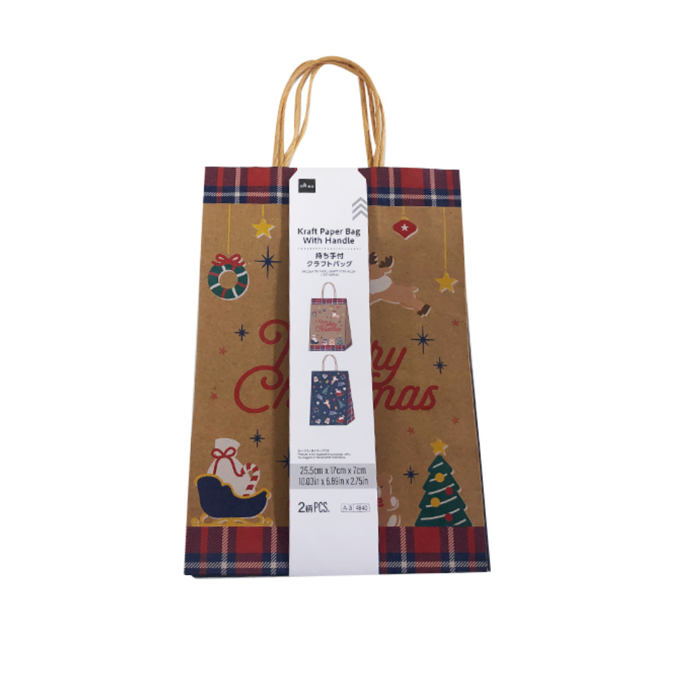 Kraft Paper Bag with Handle 2pcs