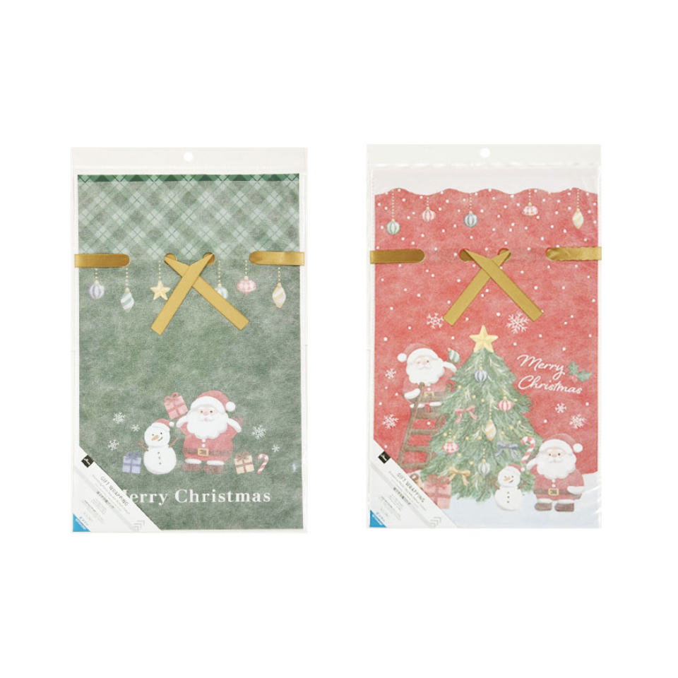 Drawstring Plastic Bag with Bottom Gusset Christmas Family