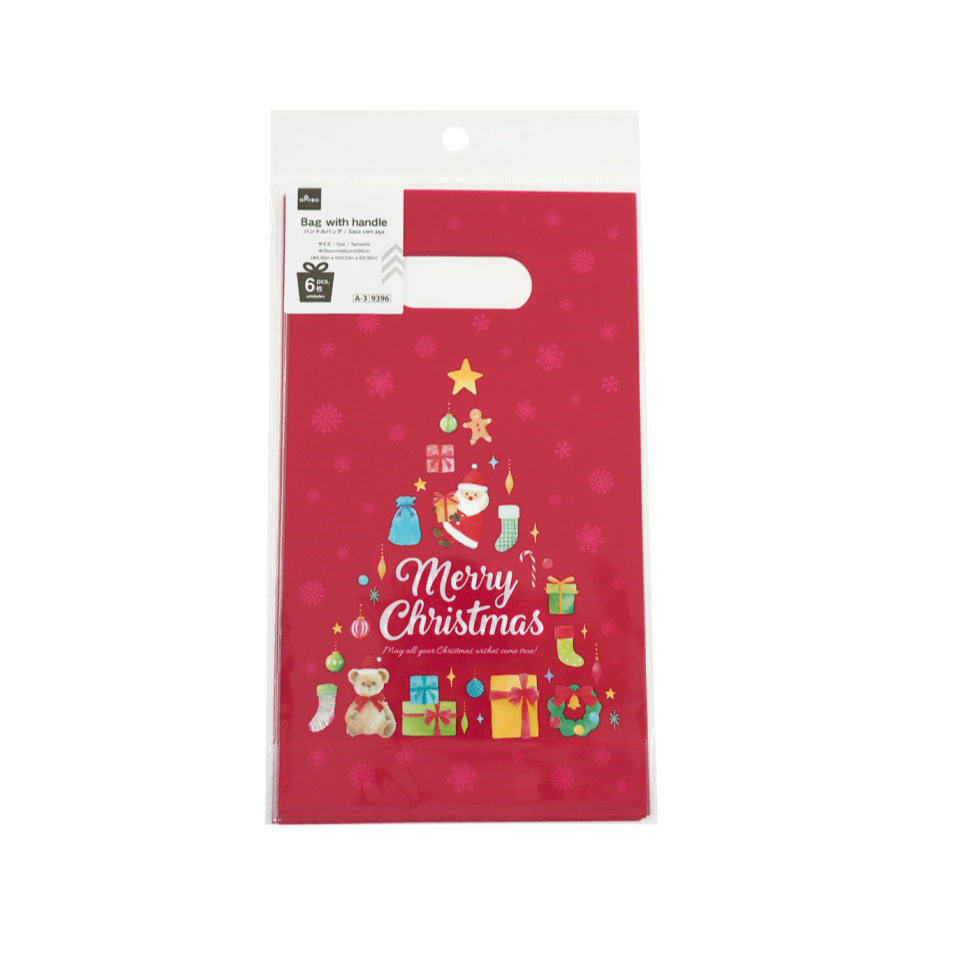 Gusseted Bag with Handle Natural Christmas