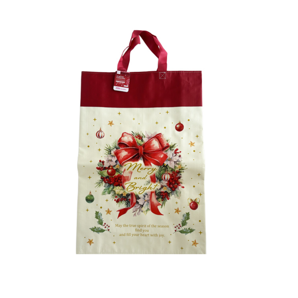 PP Woven Handle Bag Christmas Botanical 40cm x 60cm x 15cm