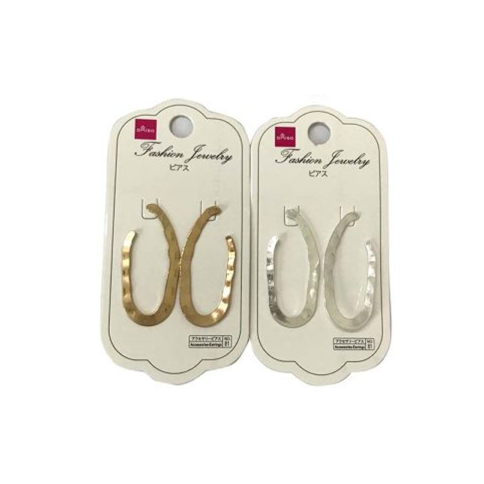 Oval-Shape Metal Earrings