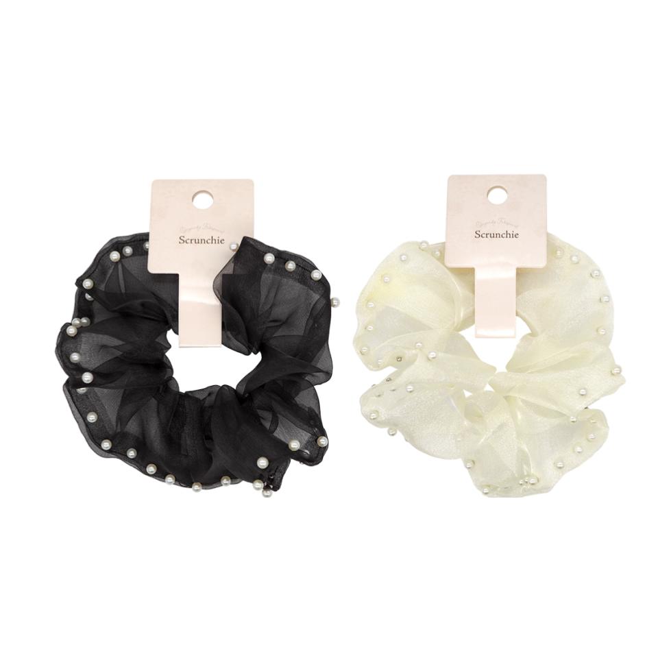 Scrunchie Organza Faux Pearls