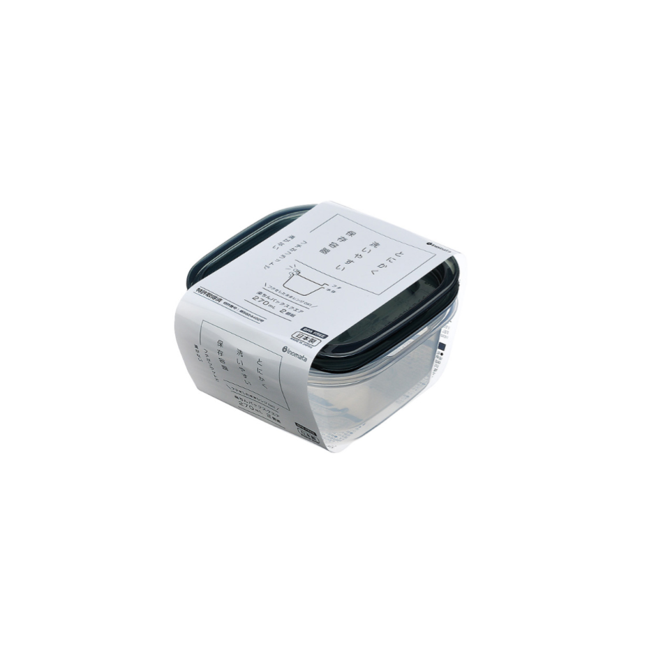 Plastic Food Pack Square Set Clear Black 270ml