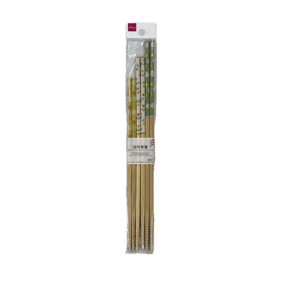 White Bamboo Cooking Chopsticks Modern Flower Design 27cm x 30cm x 33cm
