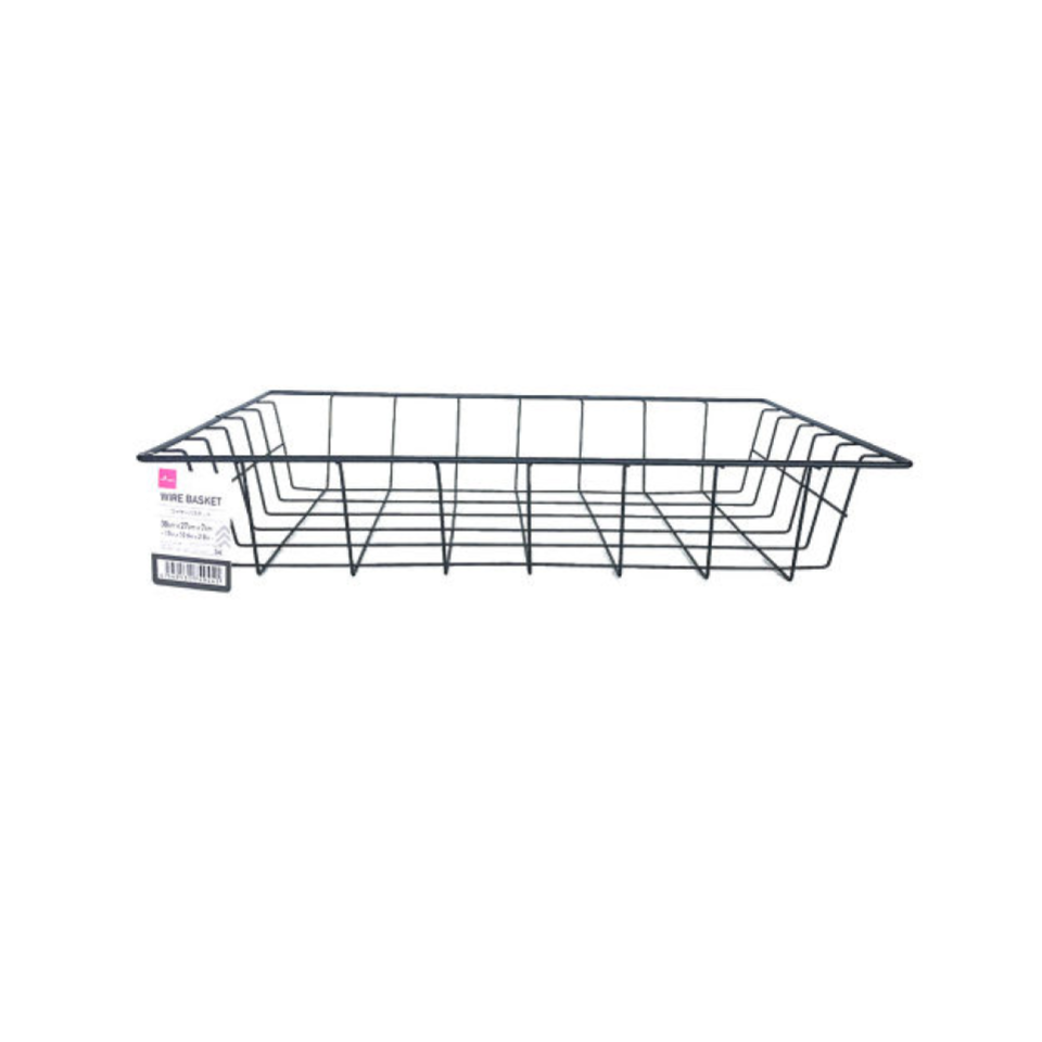 Wire Basket Black 38cm x 27cm x  7cm