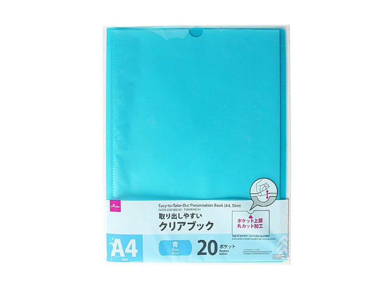 Easy-to-Take-Out Presentation Book A4 Slim Transparent Blue
