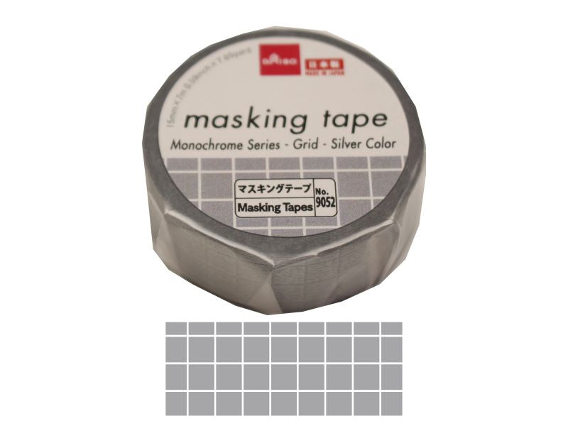Masking Tape -Monochrome Series - Grid - Silver Color-