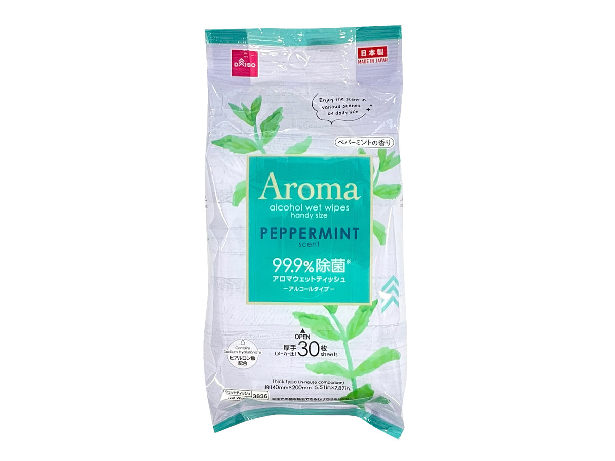 Aroma Alcohol Wet Wipes Handy Size Peppermint Scent