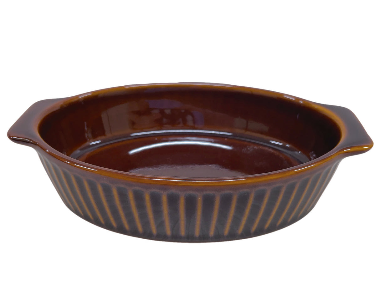 Stripe Emboss Oval Bakeware Brown