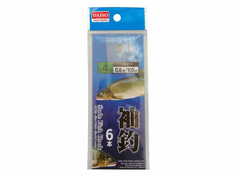 Sode Fish Hook -6Pcs.-Size 4 Hook -Size 0.8 Leader- 3.3In.