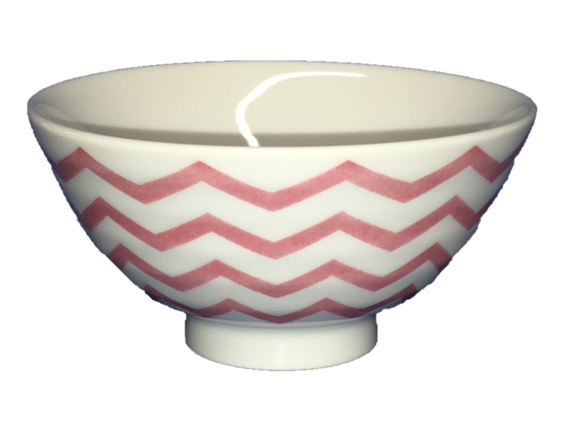 Round rice bowl zigzag pink 11.4x11.4x5.7cm
